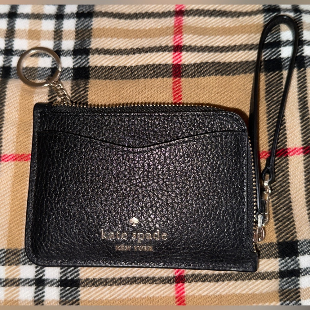 Kate Spade Black Pebbled Leather Card Wallet
